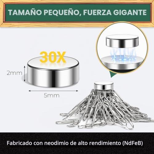 Miniatura 2 de Wukong Mini Imanes De Neodimio, 5x2mm 30 Piezas Imanes Pequeño Pero Fuerte Para Nevera, Oficina, Impresora 3d, Maqueta Y Proyecto Diy