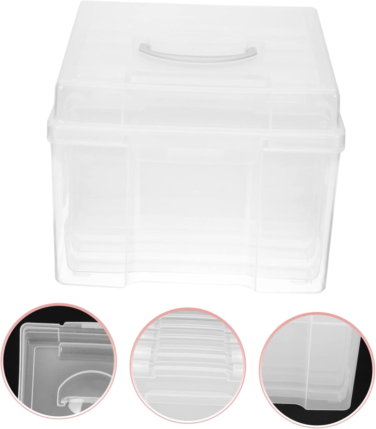 1set Photo Organizer Case with Handle Multi-purpose Storage Box for Photos Crafts Jewelry and Items Portable Compact Design for Easy Organization and Tidy Spaces