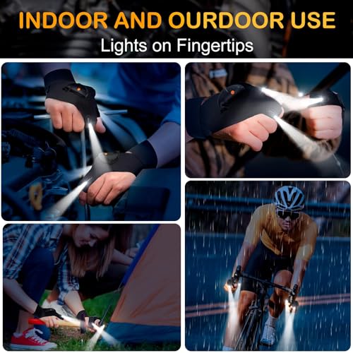 Image of PARIGO LED Flashlight Gloves, Stocking Stuffers for Men Gift for Dad Husband Grandpa, Cool Gadget Christmas Birthday Gifts for Men Adults Him Boyfriend Guy Car Repairing Fishing Camping