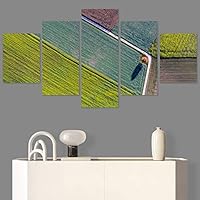 SIGNWIN 5 Panel Canvas Wall Art Modern Art Abstract Closeup Colorful Cool Geometric Minimalist Mixed Media Multicolor Patterns for Home Decorations Ready to Hang - 60