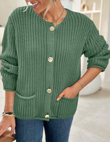 Image of PRETTYGARDEN Cardigan Sweaters for Women 2026 Trendy Oversized Knit Chunky Button Cardigans Fall Winter Outfits with Pockets