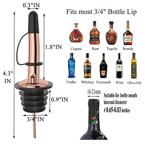 Image of Pafusen 12 Pack Liquor Bottle Pourers, Liquor Pour Spout for Liquor Bottles, Stainless Steel Olive oil Dispenser Spout, Alcohol Pourer Dust Caps Covers Fixed, Rose Gold