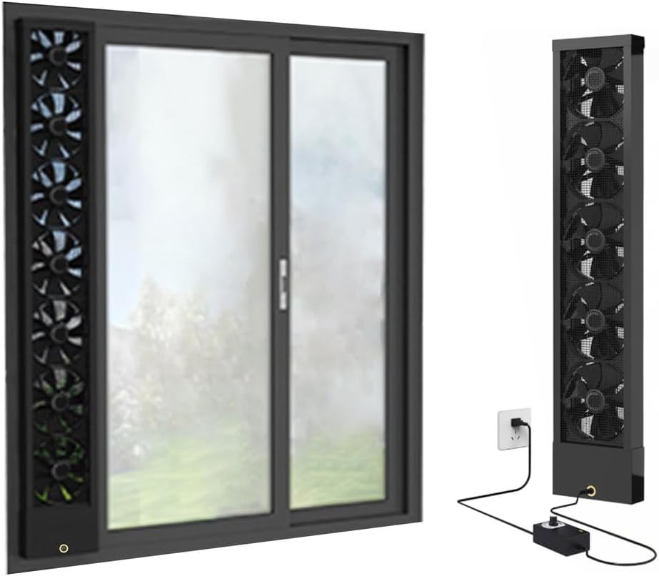 No-Drill Window Exhaust Fan, Adjustable Speed Vertical Window Fan, Extension Window Exhaust Fan for Home/Kitchen/Office,25.59 to 27.56 Inch