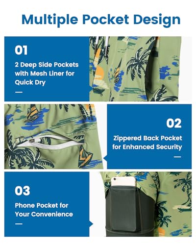 Image of maamgic Mens Swim Trunks with Compression Liner 7 Inch Inseam Mens Bathing Suit Quick Dry Swimming Trunks Swimsuit