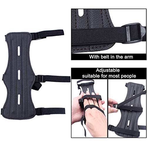 Goabroa Archery Arm Guard Leather Forearm Protector Adjustable Bowhunting Armguard Bow Bracers 2 Pack #TOP4