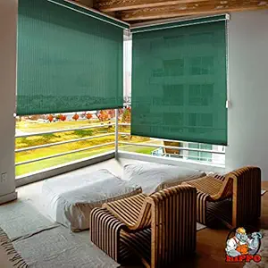 HIPPO Roller Blinds for Outdoors HDPE Corded Roller Blinds 90% Sun Blockage UV Protection Light Filtering Water Resistance Balcony Blinds (4FTX9FT, Olive Green)