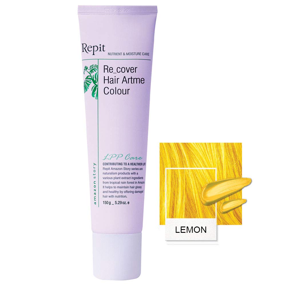 RepitDemi-Permanent ARTME LEMON Colour Neutral Treatment Hair Color Pale Fashion Keratin Hair Dye Cream No Developer Need 5.29 oz/ 150 g - LEMON