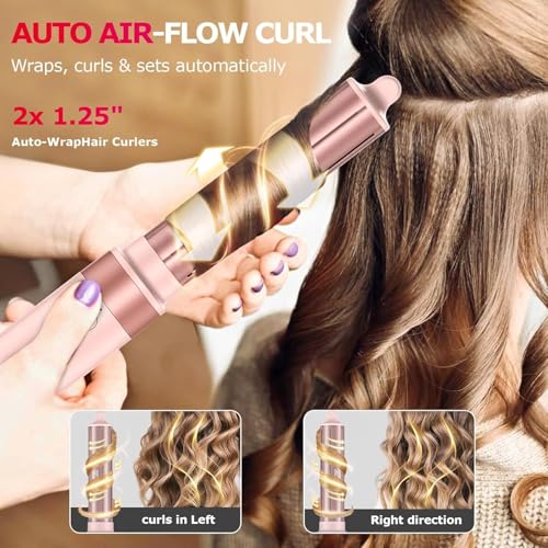 Image of 5 in 1 Hot Air Styler with Diffuser, High-Speed Hair Dryer Brush, Auto Wrap Curlers & Volumizing Brush, Fast-Drying Anti-Frizz Styler for Curly, Wavy & Straight Hair, Travel Bag Included