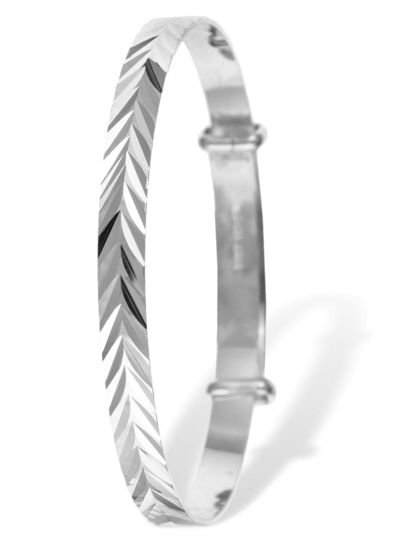 Designer Inspirations Boutique Engraved/Embossed Repeat Pattern Expanding/Expandable/Adjustable Bangle Bracelet for Baby/Child/Children/Women - 925 Sterling Silver - Childrens Jewellery