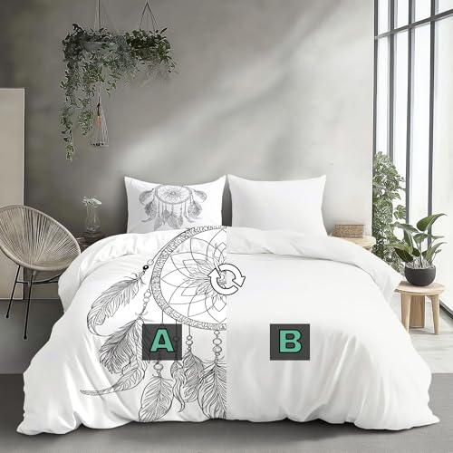 Housse de couette 240x260 zippée attrape-rêves au motif imprimé 3D haute définition - 5