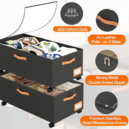 Under-Bed-Storage-with-Wheels-12-Height-Under-Bed-Storage-Extra-Deep-Under-Bed-Storage-Containers-Perfect-for-14-Bed-Frame-No-Assemble-Metal-Rolling-Underbed-Storage-for-Clothes-Shoes-Blankets