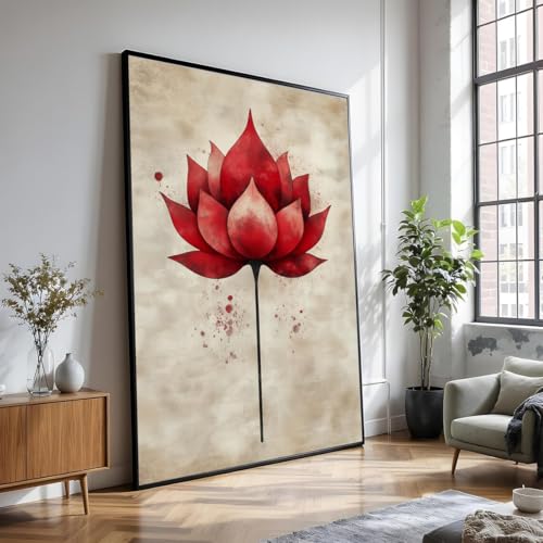 Art mural floral abstrait premium avec cadre intérieur 60x80cm