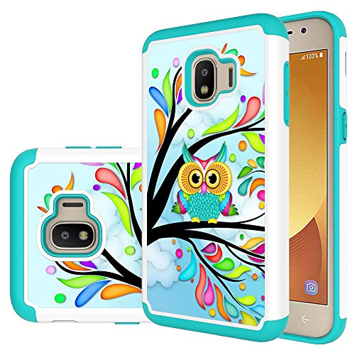 Galaxy J2 Core Case,J2 Dash Case,J2 Pure Case,MAIKEZI Hybrid Dual Layer TPU Plastic Armor Defender Phone Case Cover for Samsung Galaxy J2 Core/J2 Dash/J2 Pure/J260(Armor Green Owl)
