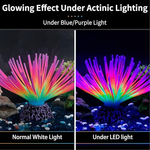 Image of Silicone Sea Urchin Glow Fish Tank Decorations, Aquarium Imitative Sea Urchin Ball Artificial Ornament with Glowing Effect for Aquarium Fish Tank Landscape Decoration (Rainbow)