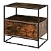 HOMCOM Table d'appoint Table de Chevet Console Meuble de Rangement Style Industriel Vintage Grand tiroir, étagère et Plateau Aspect Vieux Bois veinage métal Noir