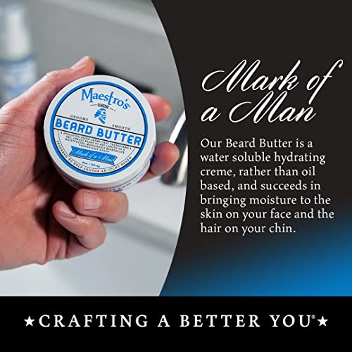 Maestro's Classic Beard Butter | Anti-Itch, Extra Soothing, Hydrating Beard Creme For All Beard Types & Lengths- Mark Of A Man Blend, 2 Ounce #TOP2