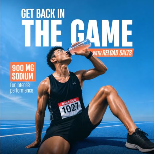 Image of Fast&Up Reload Salts | High Sodium Electrolyte Drink Mix | 900mg Sodium | Zero Sugar, Zero Calories| 5 Electrolytes - Potassium, Magnesium, Calcium & Chloride | Instant Hydration | Vegan, No Preservatives | (15 Sachets, Orange)