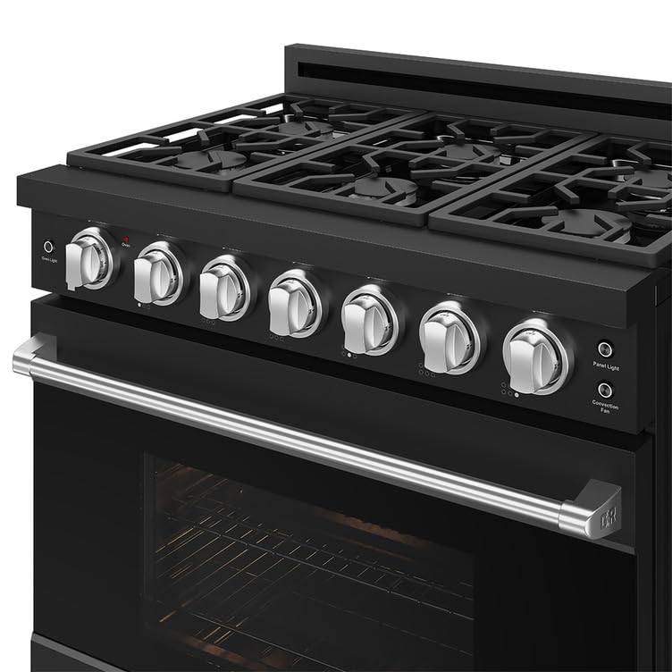 Image of Gordon Ramsay by THOR Kitchen 36-Inch Professional LP Range with Precision Knob Control in Black and Stainless Steel