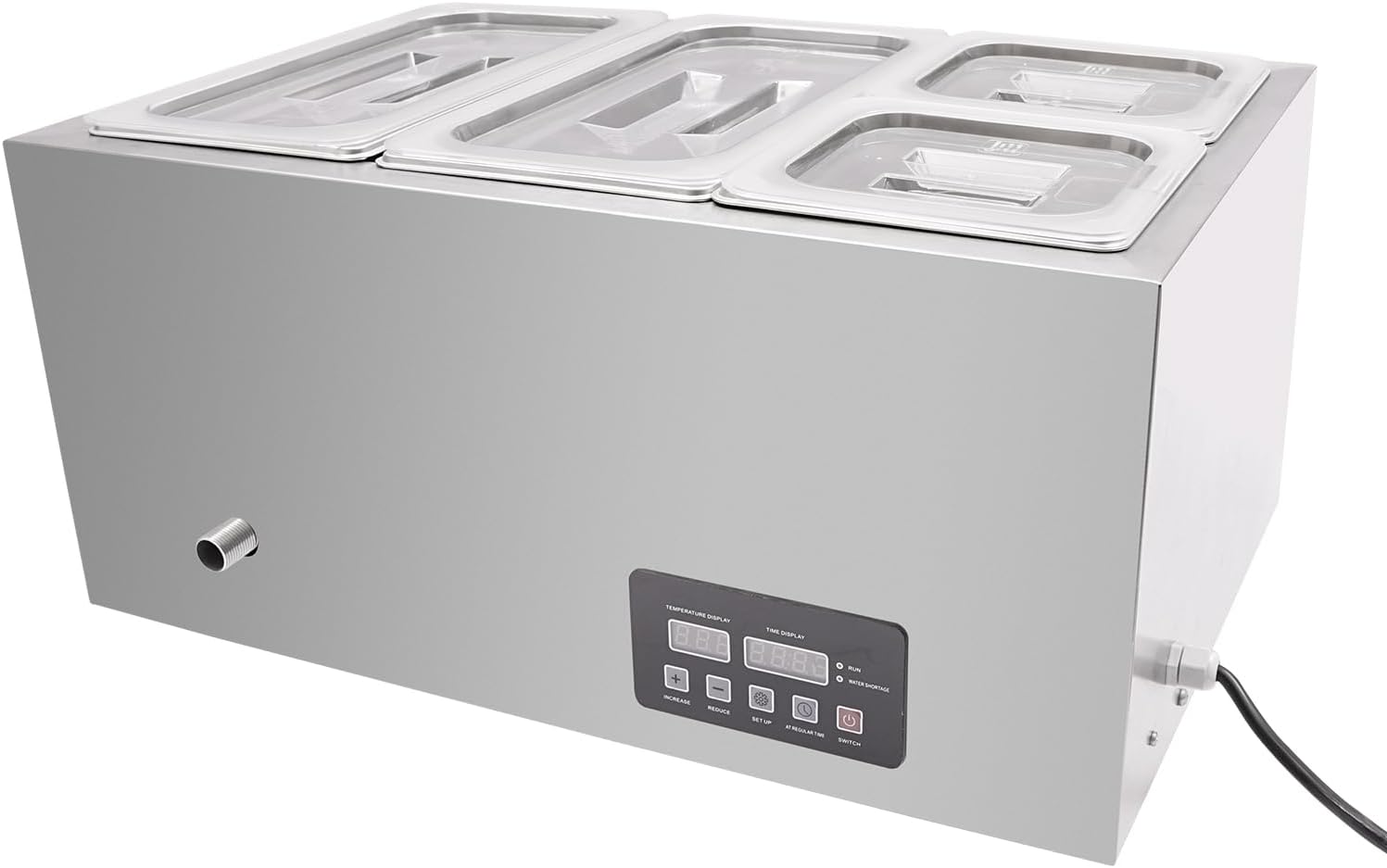 DYNAMI 110V Commercial Buffet Food Warmer,Large Capacity 4 Pan(1.5Gal*2+0.7Gal*2) Stainless Steel Electric Countertop Steam Table with Intelligent Thermostat Design,for Parties Buffet Catering