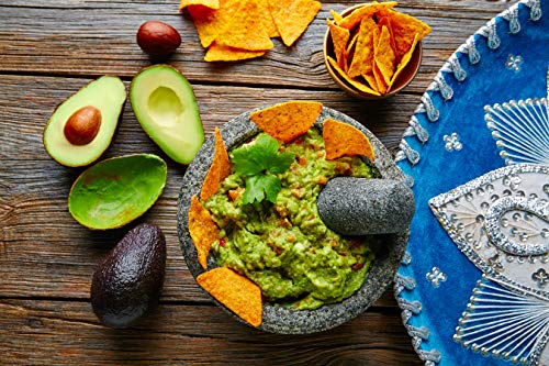 Genuine Handmade Mexican Mortar and Pestle, Molcajete de Piedra Volcanica Mexicana, Perfect for Homemade Salsas, Guacamole, and other Molcajete Plates | Made in Mexico (8 IN)