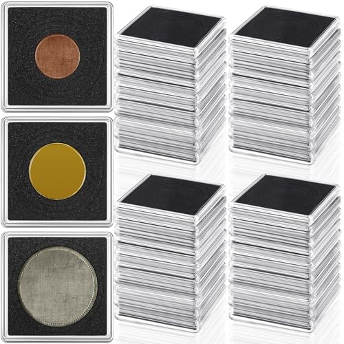 Étuis pour pièces de monnaie de collection lot de 45 protections carrées 5 x 5 cm acrylique