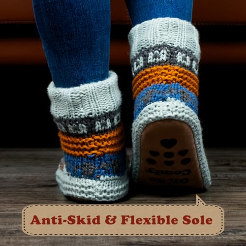 Image of cosyone1997 Slipper Socks for Women Warm Fuzzy Non Slip Soft Sole | Sherpa lining, padded sole, stretchy cuff and gripper dots for bedroom or lounging; gift-ready box, machine washable