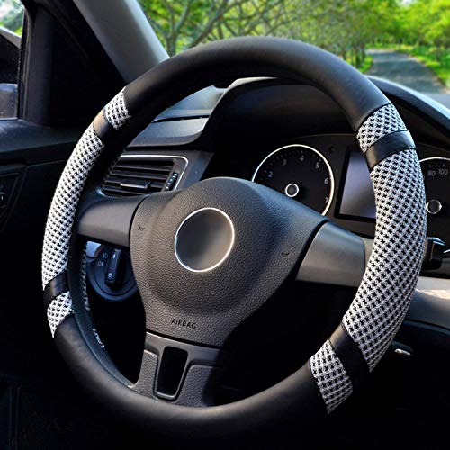 Bokin Car Steering Wheel Cover 14.5 In Leather Wheel Covers For Women Men Gray Steering Wheel Accessories With Breathable Microfiber #TOP7