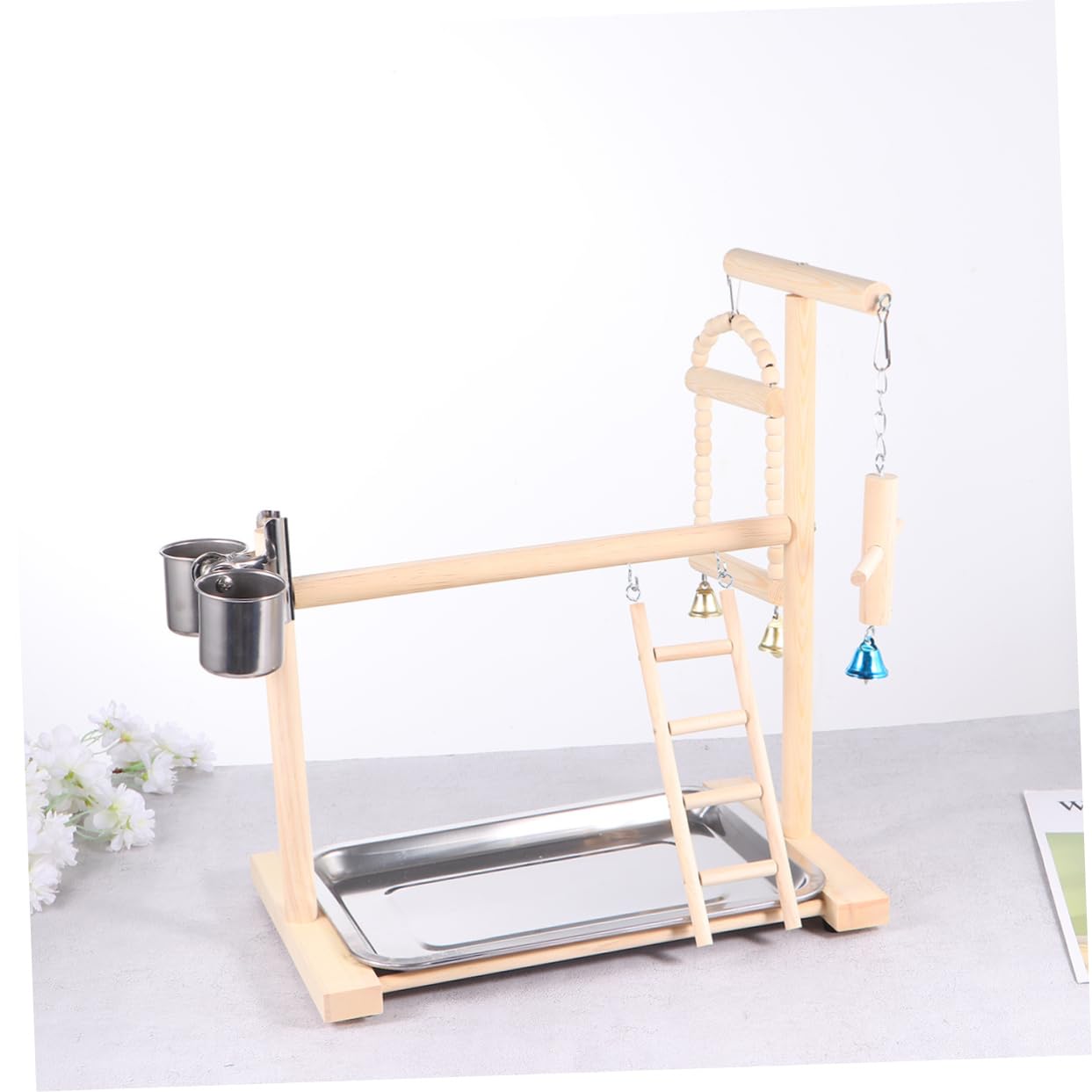 ibasenice Balançoire pour Perroquet en Bois à Suspendre, Support D’activité pour Oiseaux, Favorise L’Exercice, pour Perroquet et Calopsitte Couleur Aléatoire