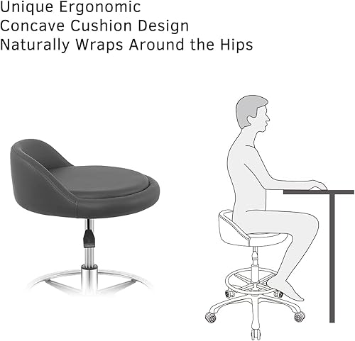 Miniatura 3 de Nazalus Silla de dibujo ajustable, base de metal resistente con respaldo y reposapiés, para oficina, hogar, tienda, cocina, belleza (grande)