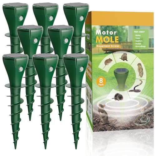 Pexpel Mole Repellent Solar Powered for Lawns, Waterproof Gopher & Groundhog Repellent with Variable...