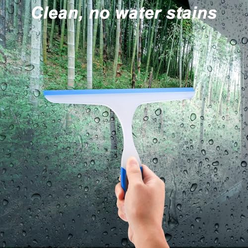 Image of Shower Squeegee for Glass Doors, Sticking Hook, Cleaner for Bathroom, Multi-Purpose Rubber Squeegee for Shower, Glass Window Wiper, Car Windshield, Mirror, Kitchen Sink,7.5,inch, 3 Color (Set of3)