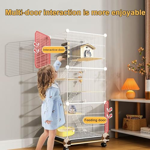Jaula de metal para animales pequeños de 5 niveles con ruedas universales para ratas, hurones, chinchillas, cobayas y hámsters grandes