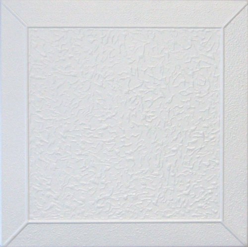 DIY Styrofoam Glue Up Ceiling Tiles White 20x20 R27W Pack of 8 (Plain White)