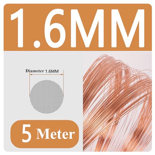 COYOUCO Soft Copper Wire, 1.5/1.6/2/2.5Mm Diameter, 5M Length, Bare Solid Copper Wire for Crafting, Jewelry, Electrical, Industry,1.6mm*5m