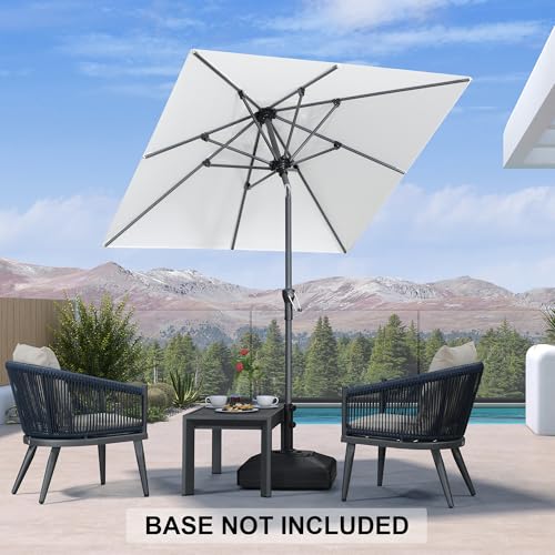 Image of PURPLE LEAF Patio Market Umbrella 6' x 6' Square Tilt White 8 Ribs Coated