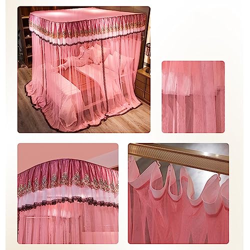 Moustiquaire de lit baldaquin rose rideau de lit double et simple - 4