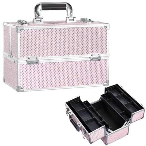 Stagiant 12.6 Inch Large Makeup Train Case, Professional 4 Trays