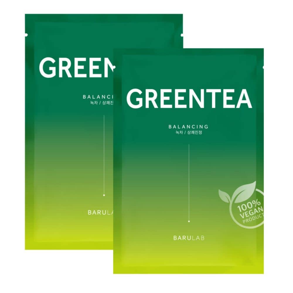 Barulab GREEN TEA Face Sheet Mask | Intense Hydrating & Balancing | 23 ml Pack of 2