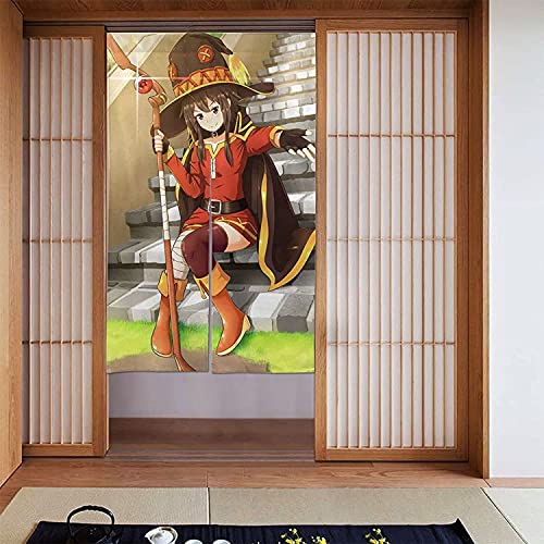 この素晴らしい世界に祝福を! のれん 和風 暖簾 壁掛け 遮光 断熱 遮像 間切り 暖簾 キッチン 四季兼用 厚手 浴室のカーテン シェードカーテン紗 ドアカーテン 出入り口 店頭 新築祝い トイレ バス 喫茶店 目隠し 居酒屋 脱衣場の目隠し 洗濯可 台