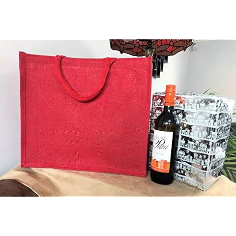 Burlap Jute Large red Shopping Bag Pack of 1 3 5 (1) Cover
