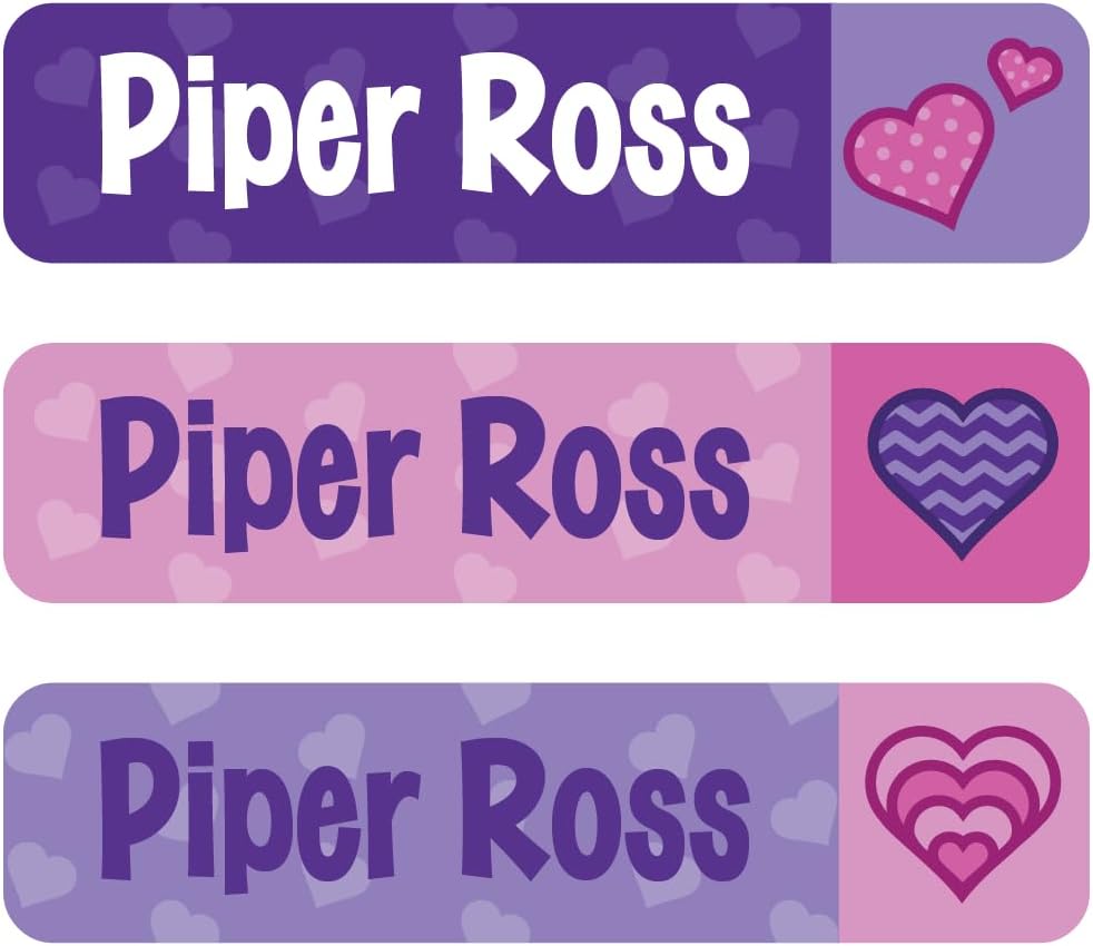 45 Mabel’s Labels Personalized Large Rectangle Labels - Waterproof, Easy-to-Read Name Labels for Kids' Lunchboxes, Bottles, and More. Ideal for School, Camp, or Daycare (Mabel Pink)