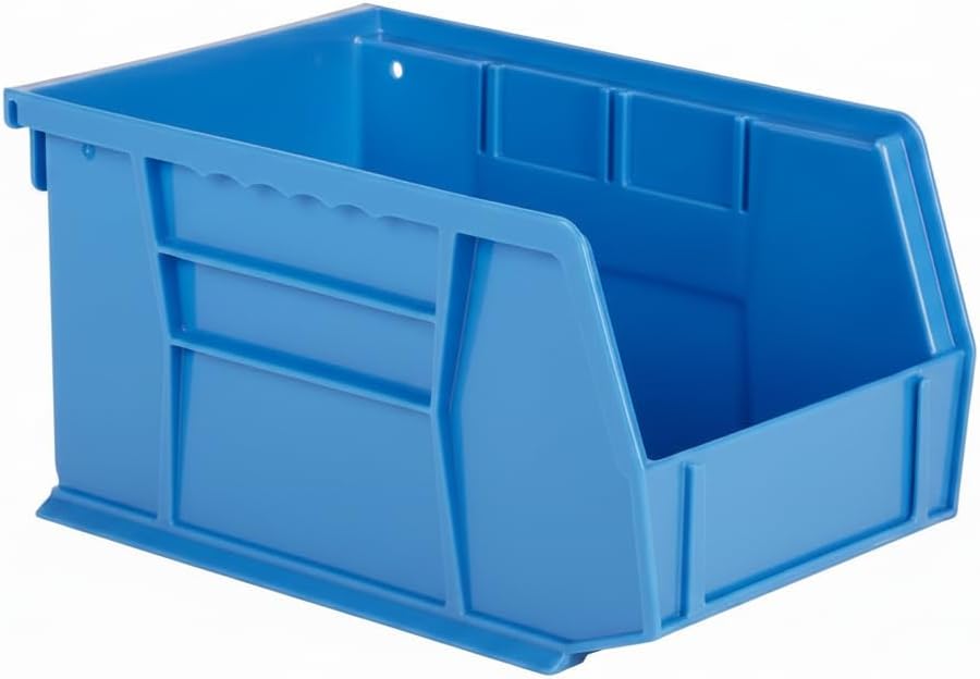 9.5" x 6" x 5" Plastic Stackable Storage Bin, Hudson Blue
