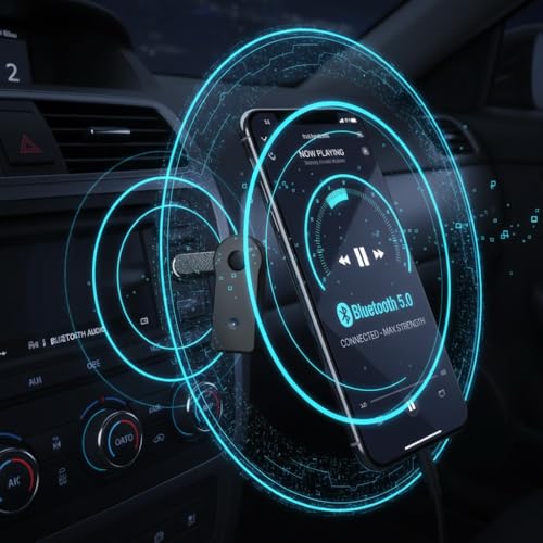 Image of Techking 15 Years Warranty Bluetooth 5.0 Car Audio Receiver | Wireless AUX Dongle with Mic for Calls | USB Powered, Sound, Plug-and-Play Music Receiver for Any Stereo