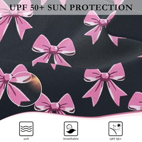 ALAZA Funny Bow Black Girls One Piece Swimsuit Long Sleeve Rash