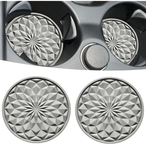JUNAHAA Car Cup Coaster, Universal Automotive Waterproof Non-Slip Cup Holders Sift-Proof Spill Holder Car Interior Accessories 2 Pack Gray Cover