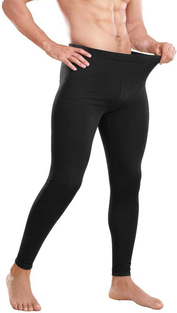 Men’s 100% Merino Wool Base Layer Leggings，Ultrafine 17.5 Micron Thermal Bottoms