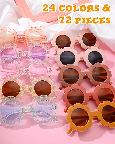 Cindeer 72 Pairs Kids Round Flower Sunglasses Girls Flower Sunglasses Bulk Cute Floral Daisy Toddler Baby Sunglasses Groovy Boho Outdoor Beach Eyewear Glasses For Groovy Hippie Birthday Party #TOP6