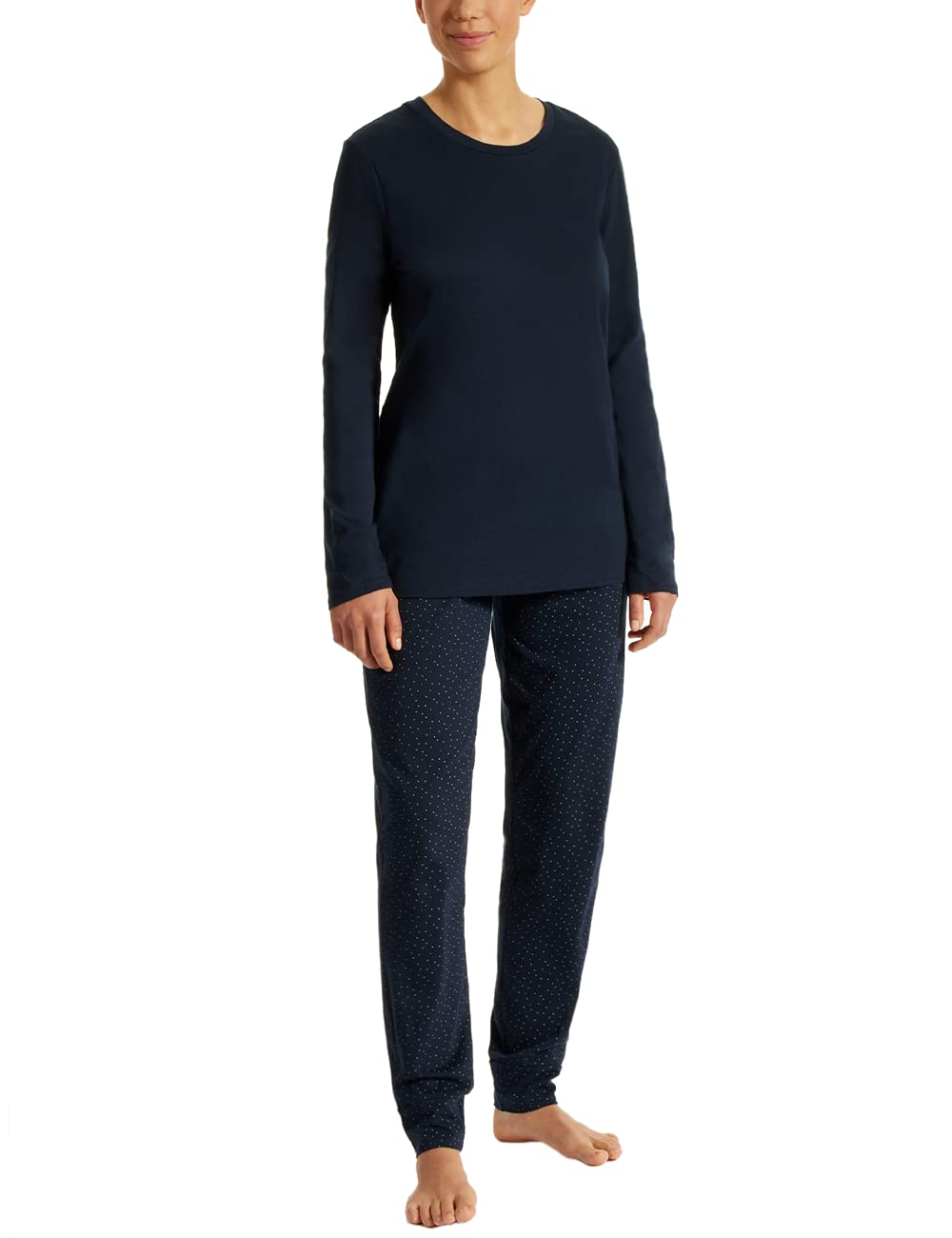 Uncover by Schiesser Damen Schlafanzug Set Shirt langarm mit langer Schlafhose - Nachtwäsche