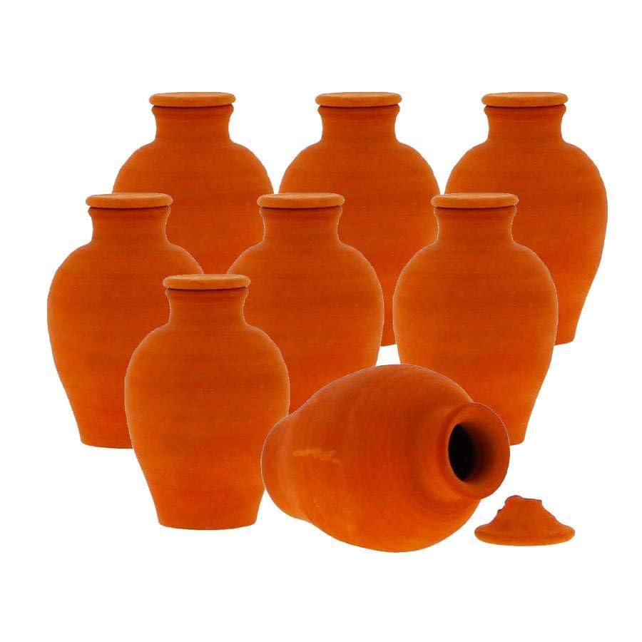 Produits-Normandie Lot de 8 ollas en grès à enterrer de 25cl Poterie Turgis - Systeme d'irrigation en Goutte à Goutte