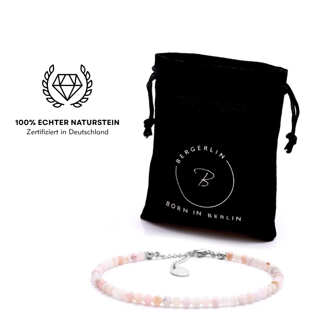 BERGERLIN Cavigliera di Perle per Donne - Cavigliera di perle con certificato di autenticità - Cavigliera in pietra naturale autentica con chiusura in argento sterling 925 o placcata oro